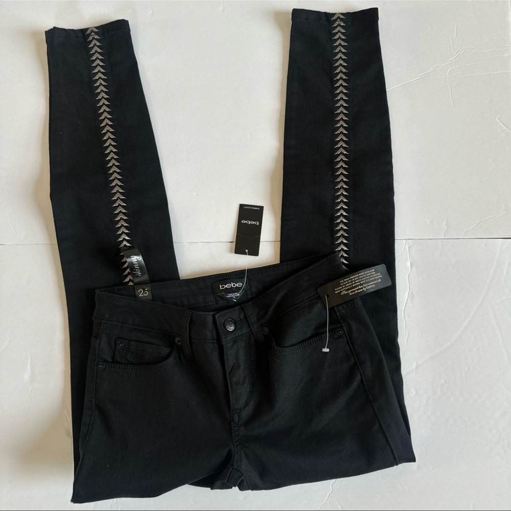 Bebe Back Embroidered Skinny Jeans: 25